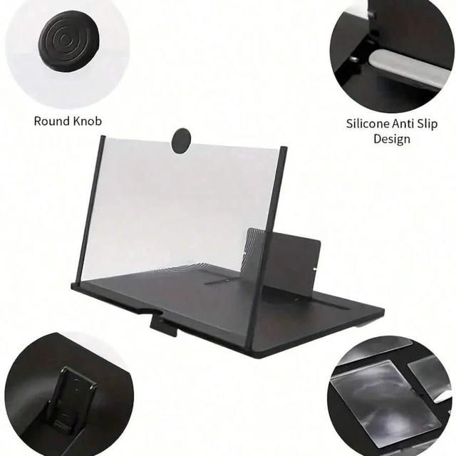 Alt view image 5 of 7 - Bks Black Leather Screen Magnifier 3D HD Mobile Phone Amplifier Foldable Stand Holder For Any Smartphone
