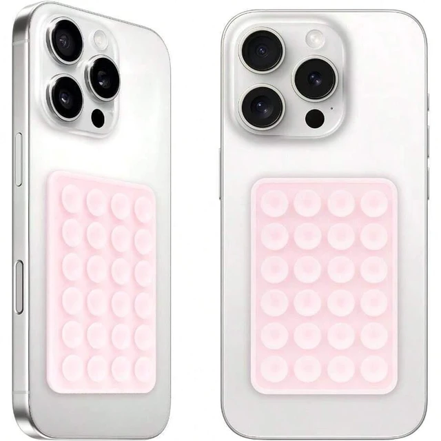 Main image of Bks 2Pack Silicone Suction Phone Mount Holder, Strong Sticky Cup Stand for Car Dashboard Windshield Light Pink