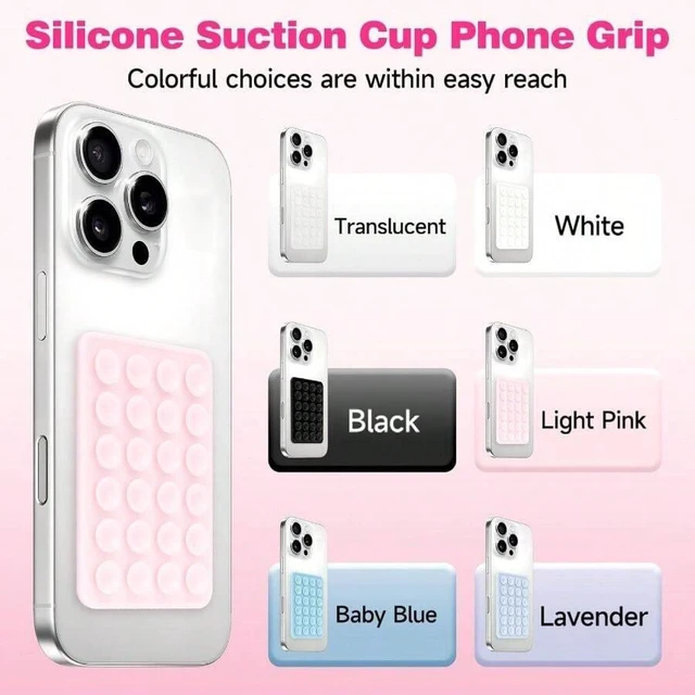 Alt view image 2 of 6 - Bks 2Pack Silicone Suction Phone Mount Holder, Strong Sticky Cup Stand for Car Dashboard Windshield Light Pink