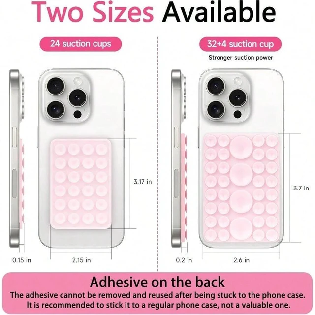 Alt view image 3 of 6 - Bks 2Pack Silicone Suction Phone Mount Holder, Strong Sticky Cup Stand for Car Dashboard Windshield Light Pink