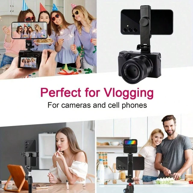 Alt view image 2 of 7 - Bks Large Phone Stand Tripod Adapter 1/4 Screw Cold Shoe Mounts 360 Rotation Compatible iPhone Desktop Video Selfie Holder
