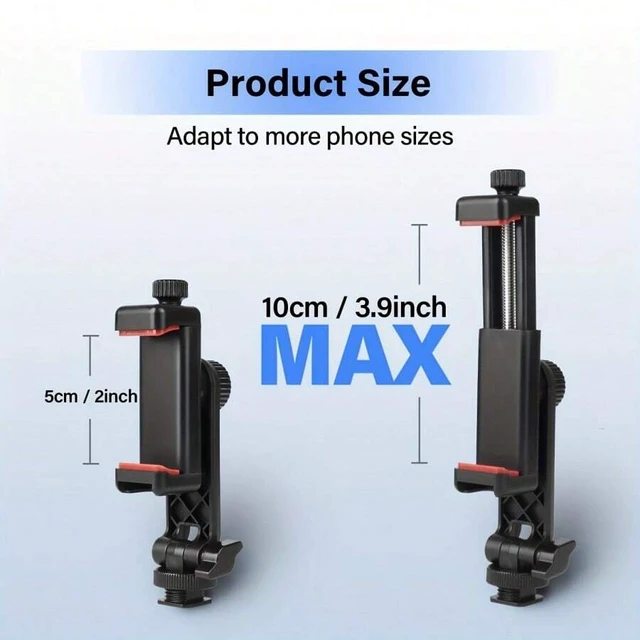 Alt view image 5 of 7 - Bks Large Phone Stand Tripod Adapter 1/4 Screw Cold Shoe Mounts 360 Rotation Compatible iPhone Desktop Video Selfie Holder