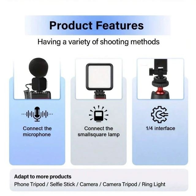 Alt view image 7 of 7 - Bks Large Phone Stand Tripod Adapter 1/4 Screw Cold Shoe Mounts 360 Rotation Compatible iPhone Desktop Video Selfie Holder