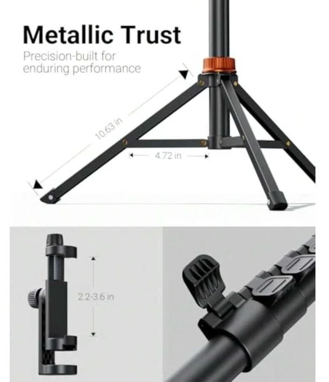 Alt view image 5 of 7 - Bks 66 Inch Phone Tripod with Remote and Stand, Extendable Cell Phone Holder for Video Recording, Aluminum Monopod for iPhone Android