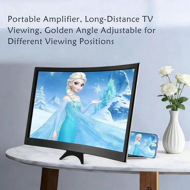 Alt view image 3 of 5 - Bks 3D Curved Screen Magnifier HD Mobile Video Amplifier Projector Stand Bracket for All Smartphones White