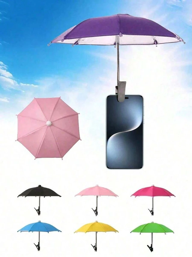 Alt view image 3 of 7 - Bks Portable Phone Holder Umbrella, Waterproof Anti-Glare Mini Sun Shade With Stand, UV Protection Outdoor Visor For Light Rain, Travel Camping Beach Car Accessory Gift