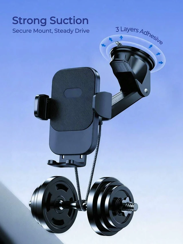 Alt view image 3 of 7 - Bks Anti-Shake Car Phone Holder Mount With Strong Suction Cup, Fits 4-7.2 Inch IPhone & Android Phones, 360° Rotation, Adjustable Extendable Arm, Dashboard Windshield Phone Stand For Hands-Free Naviga
