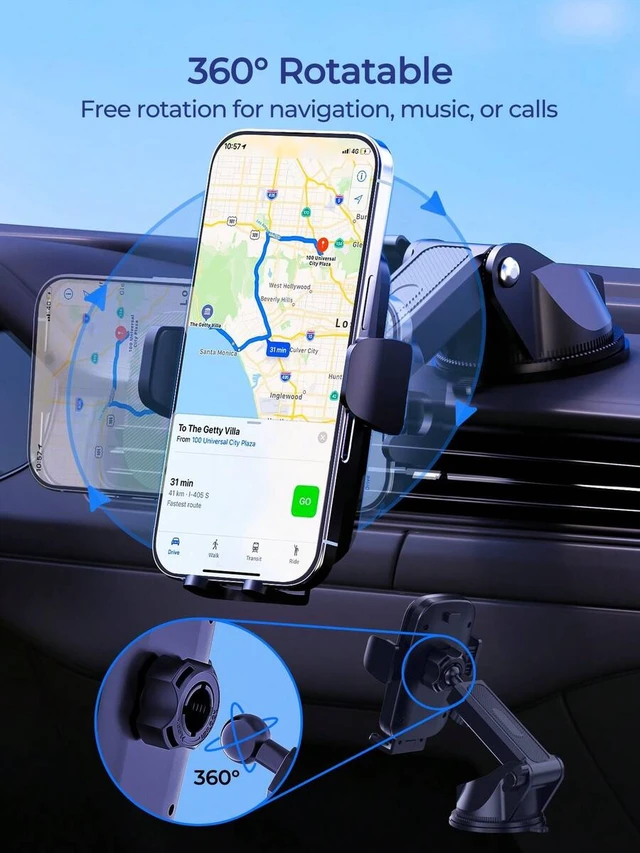 Alt view image 5 of 7 - Bks Anti-Shake Car Phone Holder Mount With Strong Suction Cup, Fits 4-7.2 Inch IPhone & Android Phones, 360° Rotation, Adjustable Extendable Arm, Dashboard Windshield Phone Stand For Hands-Free Naviga
