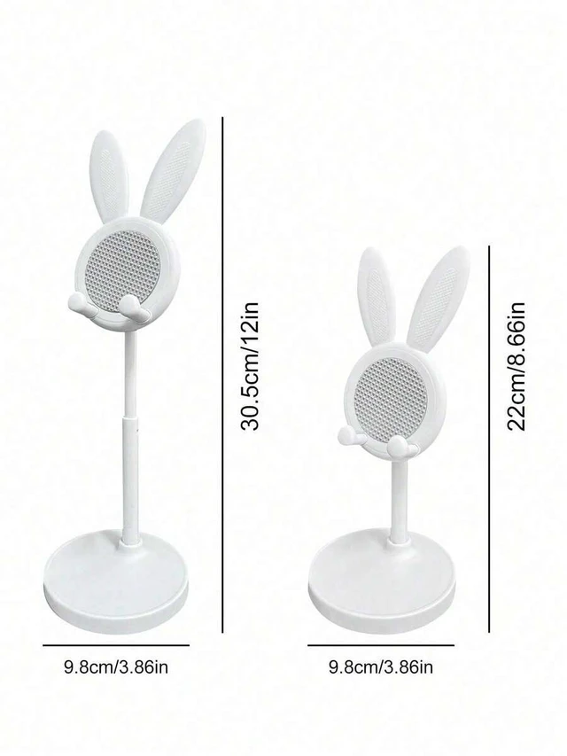 Alt view image 4 of 7 - Bks Compact Adjustable Folding White Rabbit-Shaped Tablet and Phone Stand for Home Office Decor
