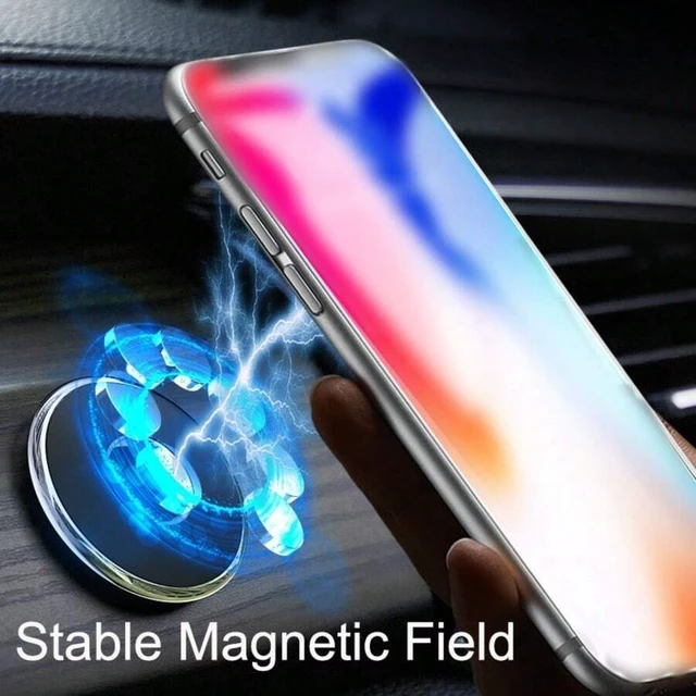 Alt view image 7 of 7 - Bks 2 Pcs Magnetic Car Phone Holder, Strong Magnet Circular Mount, Universal Mini Stand For Dashboard, Hands-Free Navigation, Black & Silver