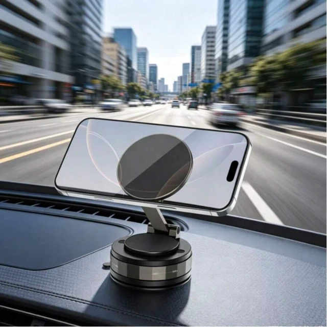 Alt view image 3 of 7 - Bks 360° Vacuum Magnetic Car Phone Holder Strong Suction Foldable Dashboard Mount Windshield Stand
