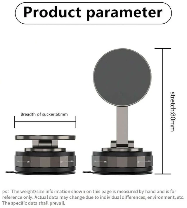 Alt view image 5 of 7 - Bks 360° Vacuum Magnetic Car Phone Holder Strong Suction Foldable Dashboard Mount Windshield Stand