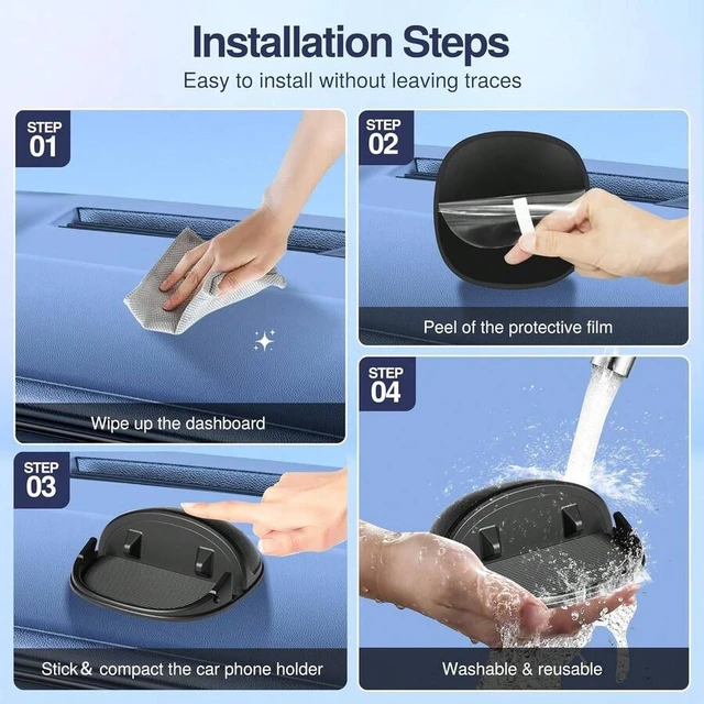 Alt view image 4 of 7 - Bks Car Phone Holder Silicone Pad Mat Slip Free Dashboard Stand Compatible With iPhone Android Smartphones GPS Devices Black