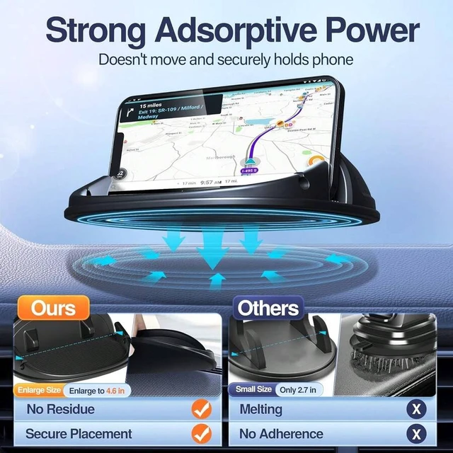 Alt view image 6 of 7 - Bks Car Phone Holder Silicone Pad Mat Slip Free Dashboard Stand Compatible With iPhone Android Smartphones GPS Devices Black