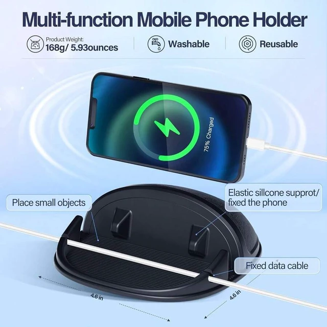 Alt view image 7 of 7 - Bks Car Phone Holder Silicone Pad Mat Slip Free Dashboard Stand Compatible With iPhone Android Smartphones GPS Devices Black