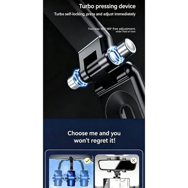 Alt view image 6 of 7 - Bks Universal Car Sun Visor Rearview Mirror Phone Mount Adjustable Anti-Shake Navigation Holder Clip On Stand Bracket For All Smartphones Vehicles