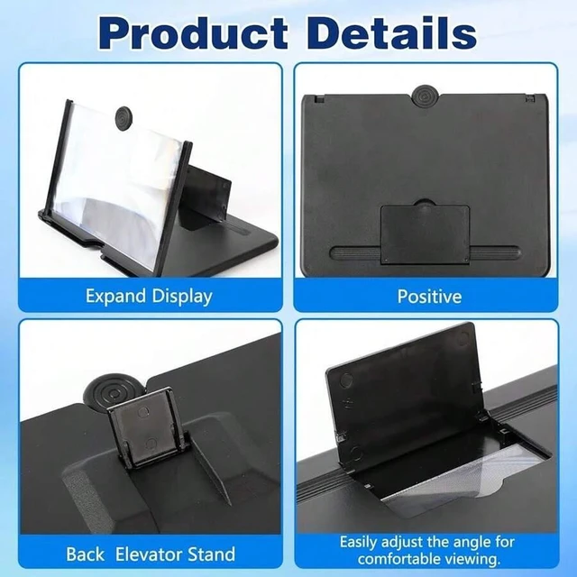 Alt view image 4 of 7 - Bks 12 Inch Foldable Phone Screen Magnifier Stand Adjustable Angle HD Amplifier for Movies Gaming Video Universal Device