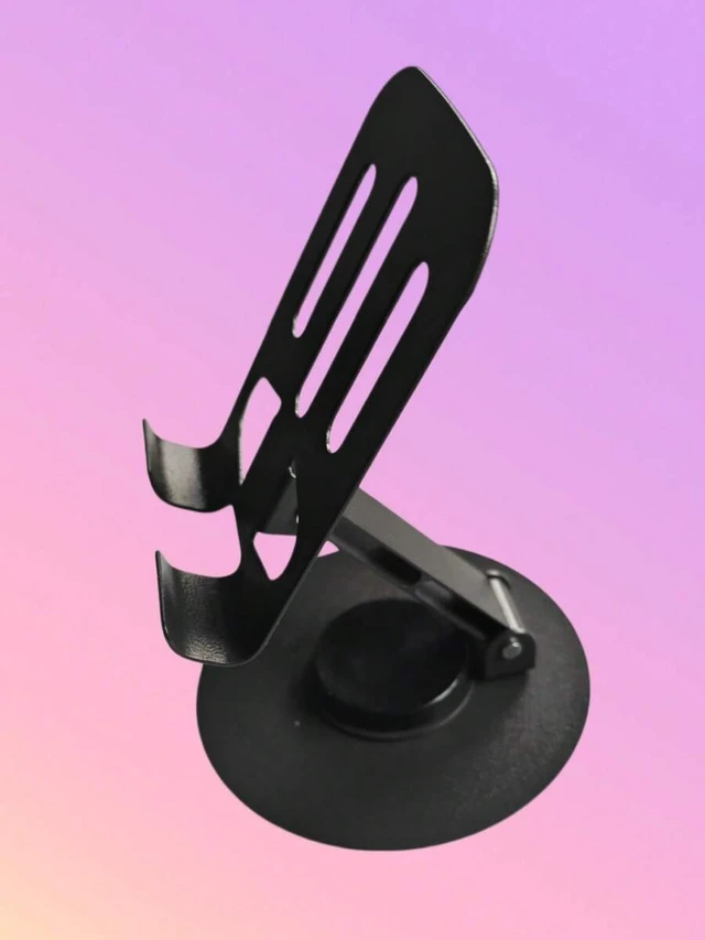 Alt view image 2 of 7 - Bks 360 Rotatable Dual-Color Metal Phone Stand Adjustable Desktop Holder Non-Slip Lightweight Smartphone Accessory