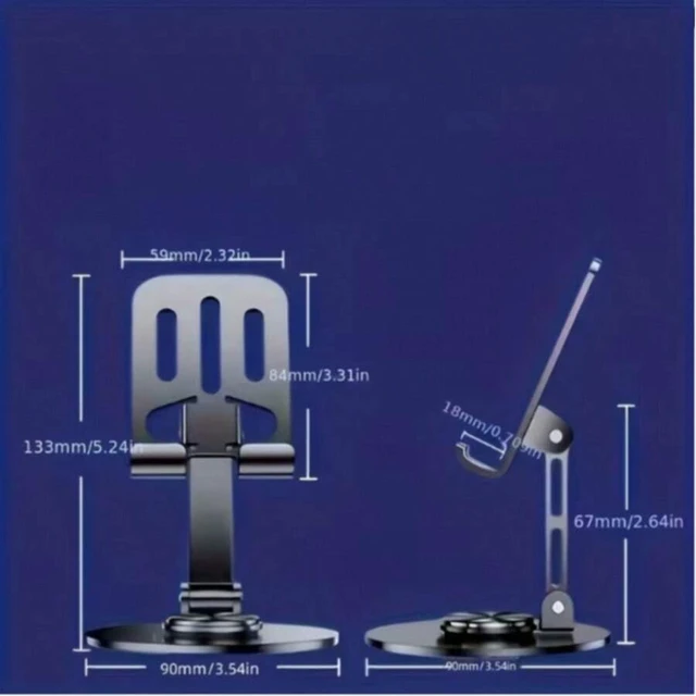 Alt view image 7 of 7 - Bks 360 Rotatable Dual-Color Metal Phone Stand Adjustable Desktop Holder Non-Slip Lightweight Smartphone Accessory