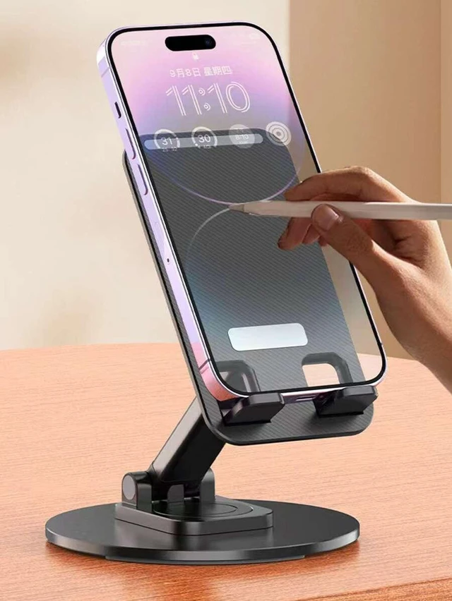 Alt view image 3 of 7 - Bks Phone Holder Rotatable Metal Desk Stand For Mobile Phone Tablet Compatible With IPhone Android Gift