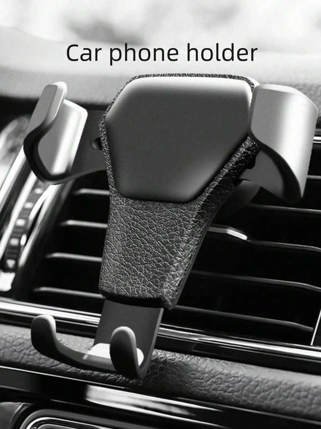 Main image of Bks Car Phone Holder Gravity Air Vent Mount Leather Texture Universal Smartphone Stand Slouchy