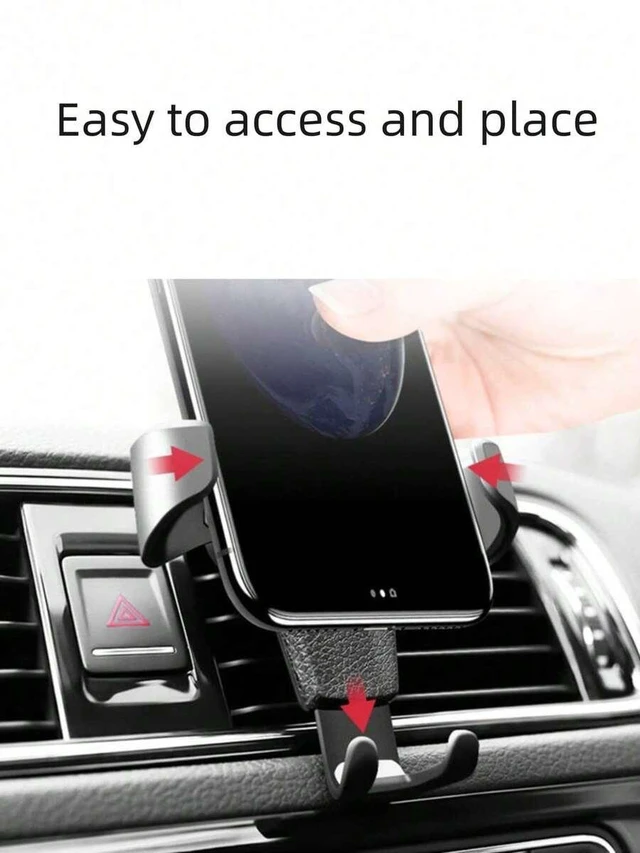 Alt view image 2 of 7 - Bks Car Phone Holder Gravity Air Vent Mount Leather Texture Universal Smartphone Stand Slouchy