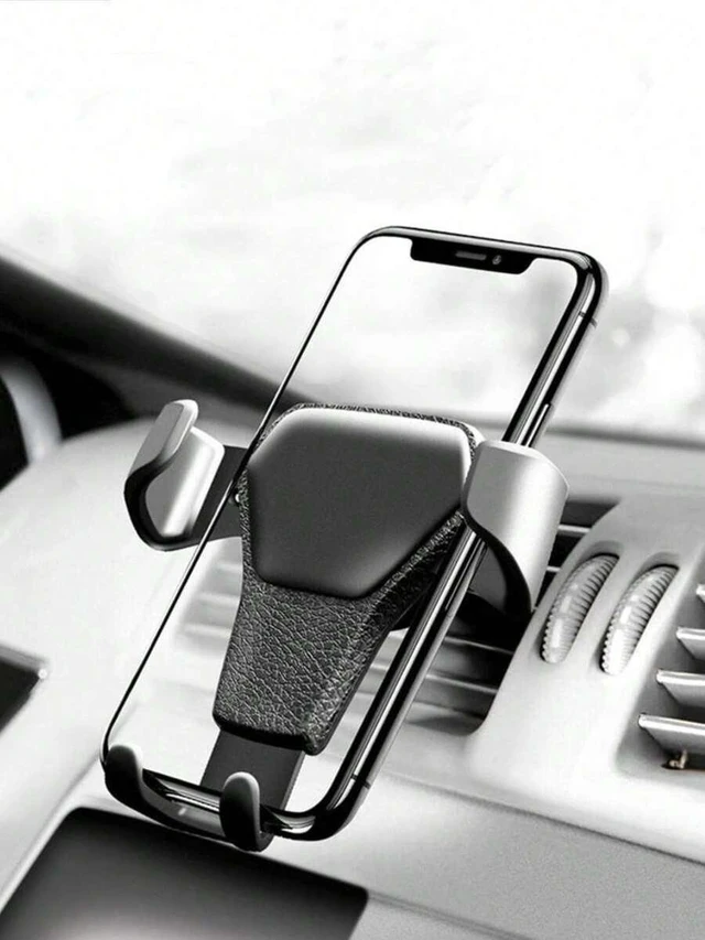 Alt view image 5 of 7 - Bks Car Phone Holder Gravity Air Vent Mount Leather Texture Universal Smartphone Stand Slouchy