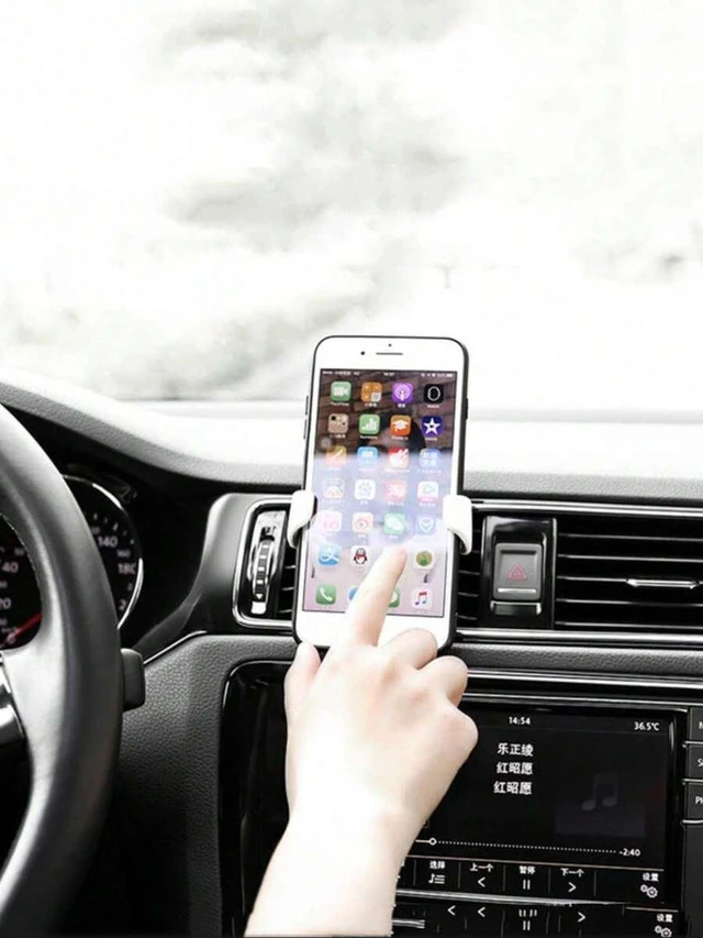 Alt view image 7 of 7 - Bks Car Phone Holder Gravity Air Vent Mount Leather Texture Universal Smartphone Stand Slouchy