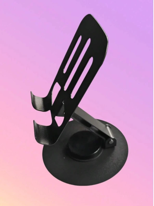 Alt view image 2 of 7 - Bks Aluminum Alloy Phone Stand, 360° Rotatable, Adjustable Foldable, Non-Slip Base, Desktop & Bedside Holder for Live Streaming