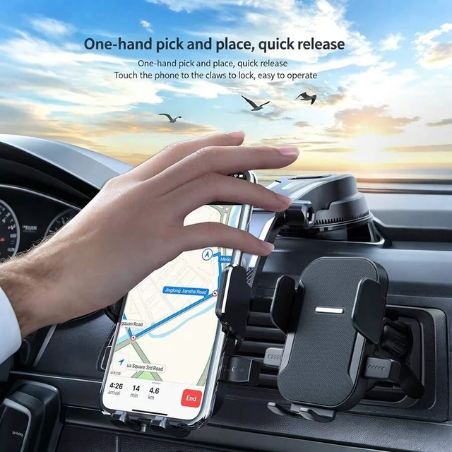 Alt view image 3 of 6 - Bks Car Phone Mount 2-In-1 Suction Cup Air Vent Holder 360 Rotation Stand Compatible With All Smartphones