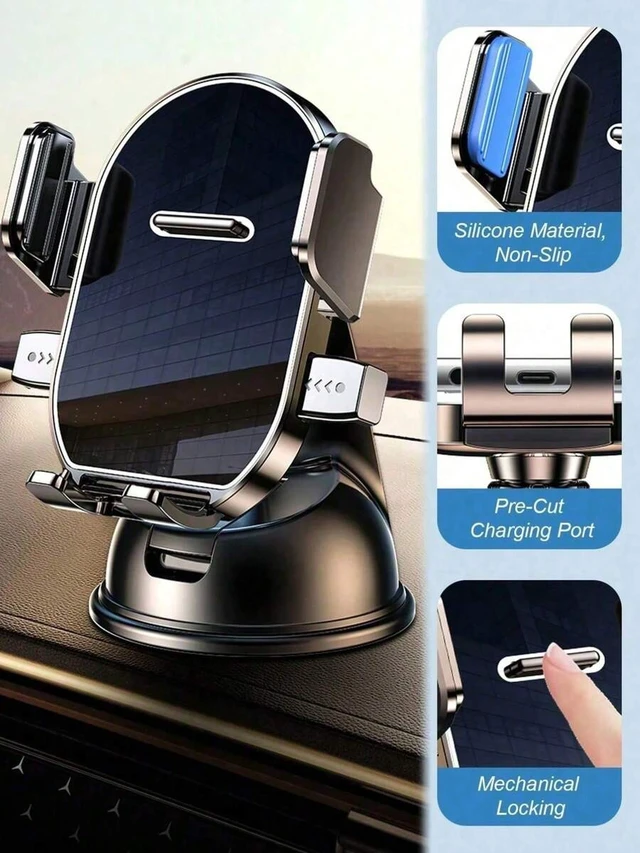 Alt view image 6 of 7 - Bks 360 Adjustable Suction Cup Car Phone Holder, Dashboard Mount for Horizontal Vertical Screens, Strong Grip Auto-Lock Shock-Proof Stand