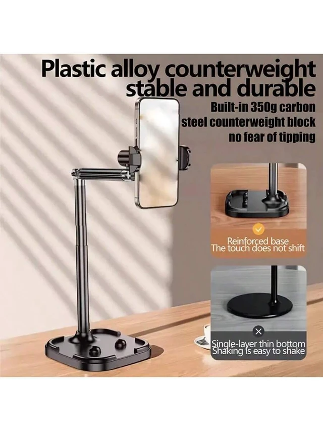 Alt view image 4 of 6 - Bks Adjustable Metal Phone Tablet Holder Desktop Stand Multi-Angle Vertical Horizontal Live Streaming Vlogging Compatible iPhone Android
