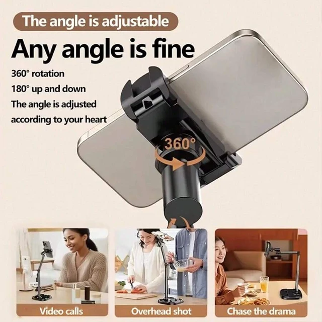 Alt view image 6 of 6 - Bks Adjustable Metal Phone Tablet Holder Desktop Stand Multi-Angle Vertical Horizontal Live Streaming Vlogging Compatible iPhone Android