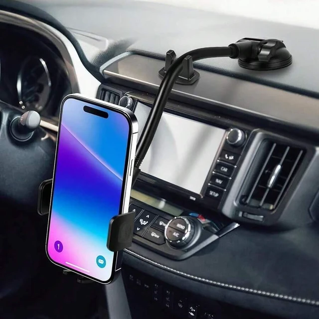 Main image of Bks Car Phone Holder Long Arm Dashboard Windshield Mount Gooseneck Suction Cup Anti-Shake Stabilizer Stand for All Smartphones