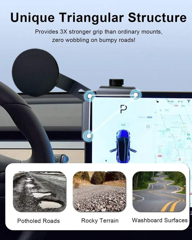Alt view image 3 of 7 - Bks Magnetic Car Phone Holder For Tesla Model 3 Y S X Screen Mount, Built-In 23 N55 Magnets Adjustable Clamp Aluminum Alloy Hands-Free Fit All Phones