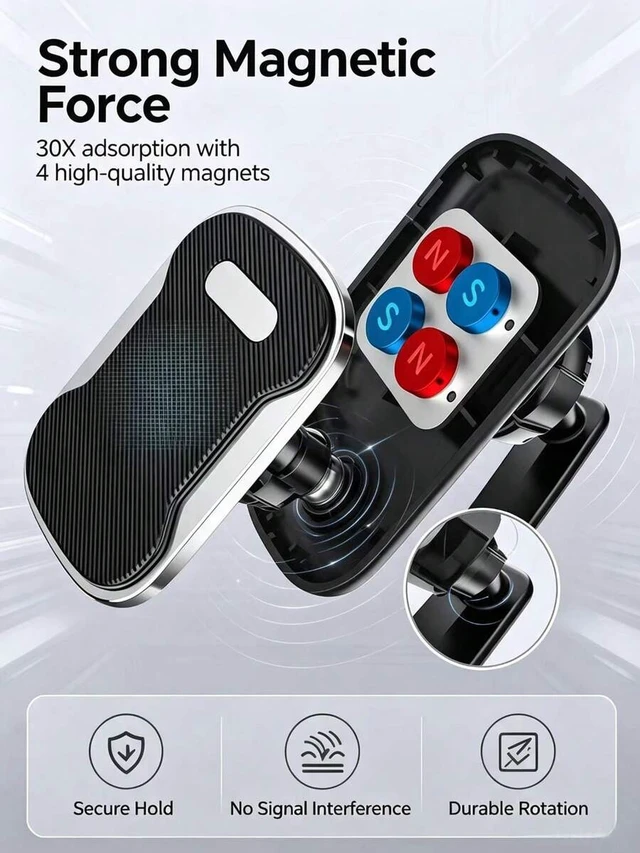 Alt view image 4 of 6 - Bks Car Magnetic Phone Holder Universal Dashboard Mount Multi-Function Adhesive Stand Center