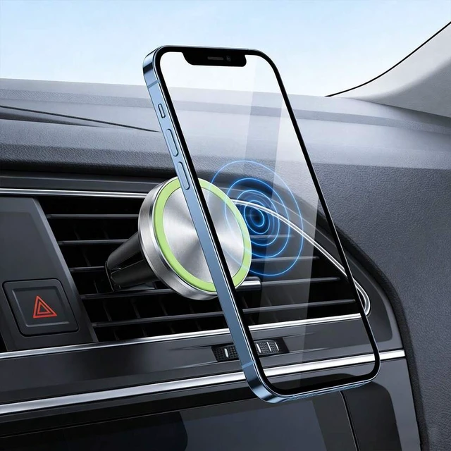 Alt view image 3 of 6 - Bks Strong Magnetic Car Phone Mount Clip Air Vent Holder Rotatable Universal Smartphone Stand Dashboard Windshield Grip