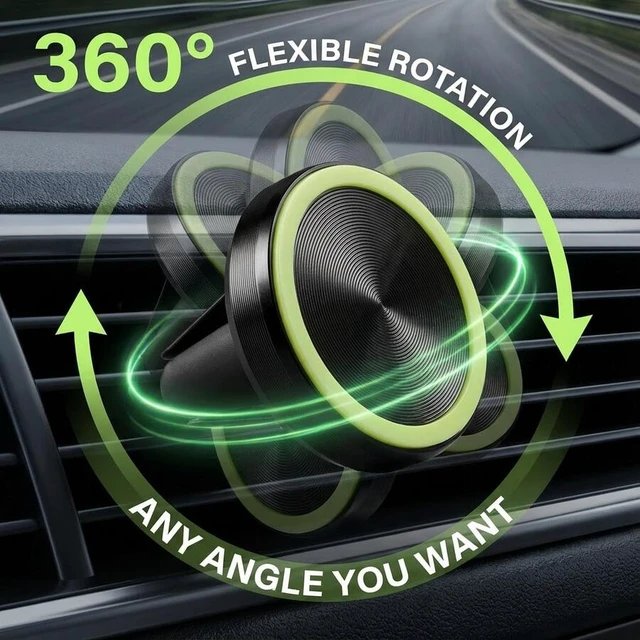 Alt view image 4 of 6 - Bks Strong Magnetic Car Phone Mount Clip Air Vent Holder Rotatable Universal Smartphone Stand Dashboard Windshield Grip