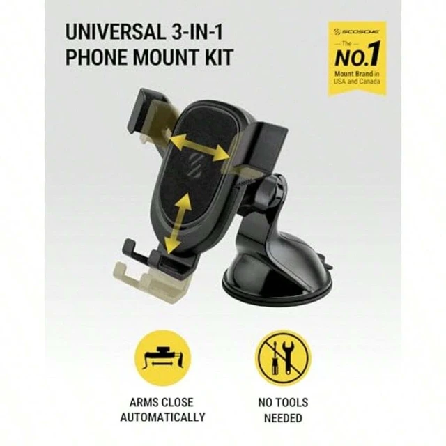 Alt view image 3 of 7 - Bks 3-in-1 Universal Suction Cup Phone Mount for Car Dashboard Windshield Vent, 360 Adjustable Stand Holder Compatible with iPhone Android