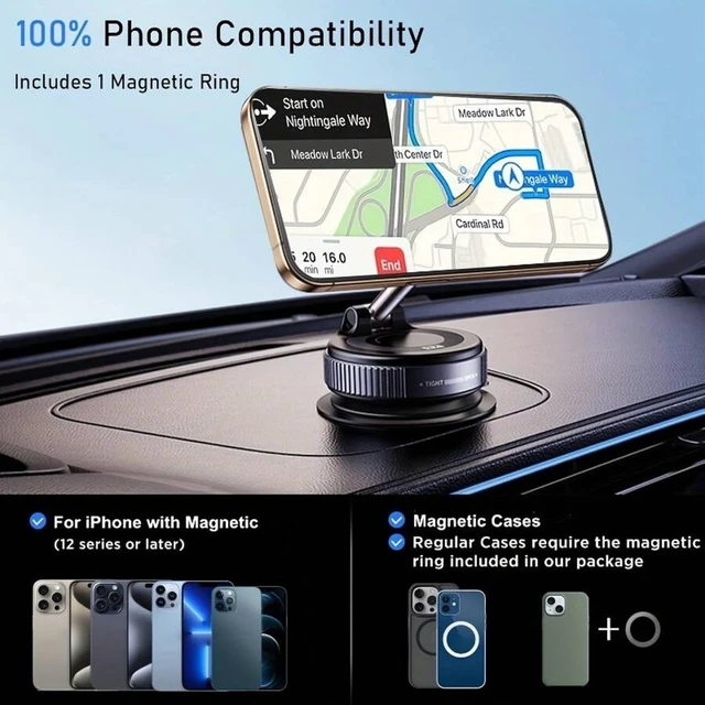 Alt view image 6 of 7 - Bks 360° Rotatable Magnetic Car Phone Holder - Foldable Dashboard & Desk Mount For IPhone 16/15/14/13 Series, Universal Cell Phone Stand For All Smartphones & Vehicles