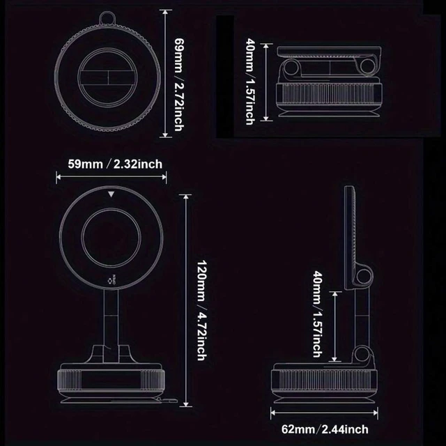Alt view image 3 of 7 - Bks 360° Rotatable Magnetic Car Phone Holder - Foldable Dashboard & Desk Mount For IPhone 16/15/14/13 Series, Universal Cell Phone Stand For All Smartphones & Vehicles