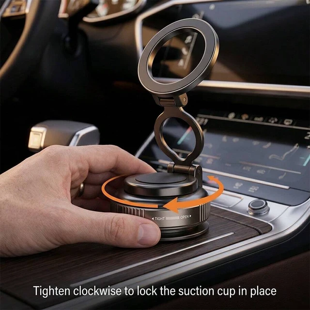 Alt view image 4 of 7 - Bks Universal Suction Cup Magnetic Phone Holder, Foldable 360 Rotating Car Mount, Strong Adsorption Easy Install Stable Stand for Dashboard Windshield
