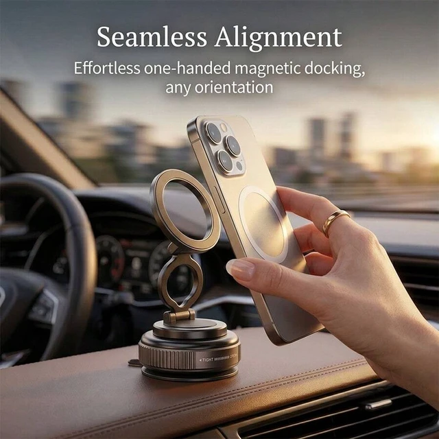 Alt view image 5 of 7 - Bks Universal Suction Cup Magnetic Phone Holder, Foldable 360 Rotating Car Mount, Strong Adsorption Easy Install Stable Stand for Dashboard Windshield