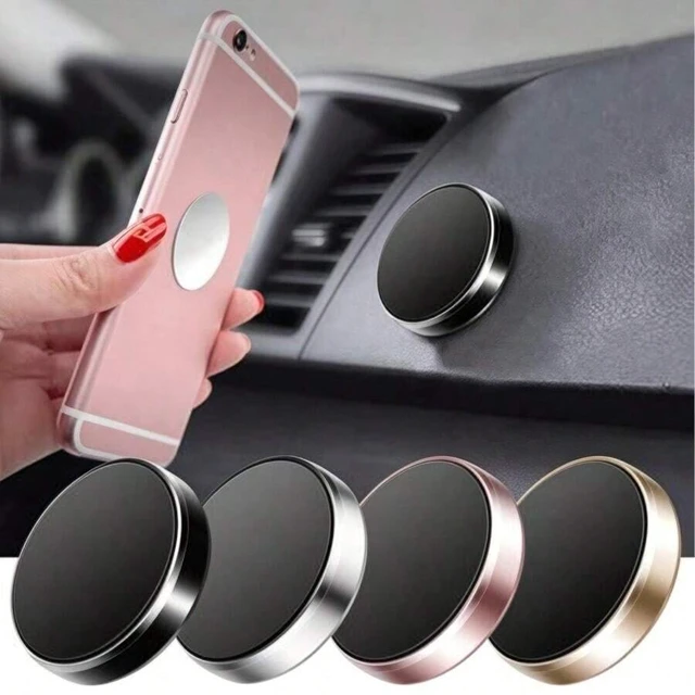 Alt view image 2 of 4 - Bks 1pc Metal Round Mini Magnetic Phone Holder Multi-Function Car Mount Dashboard Stand Compatible With Apple Android Phones