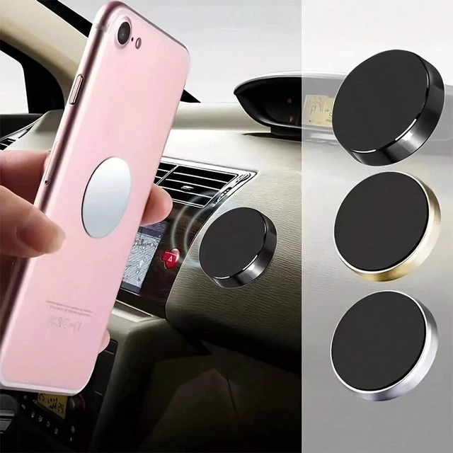 Alt view image 4 of 4 - Bks 1pc Metal Round Mini Magnetic Phone Holder Multi-Function Car Mount Dashboard Stand Compatible With Apple Android Phones