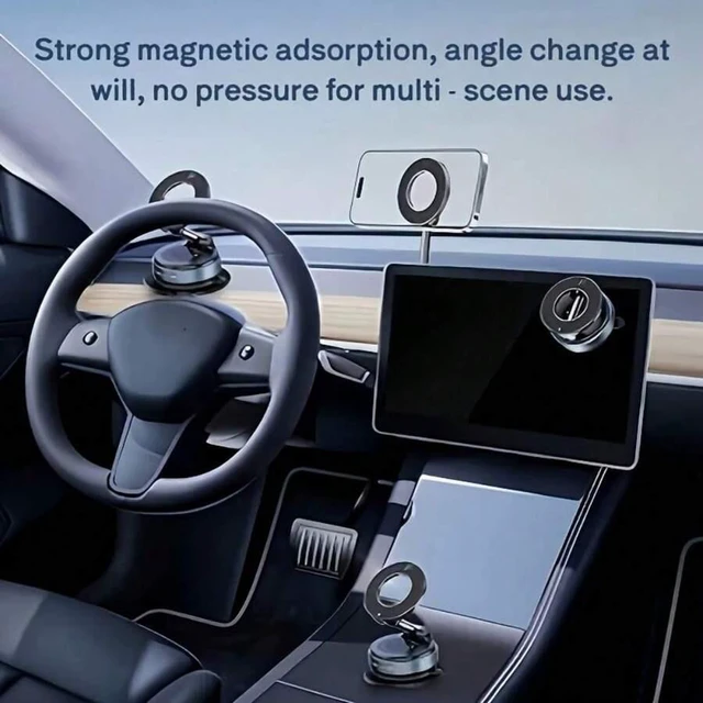 Alt view image 6 of 7 - Bks Magnetic Phone Stand Set of 4 with Vacuum Suction Cups N52 Magnet 360 Swivel Adjustable for Car Dashboard Desktop Universal iPhone Android