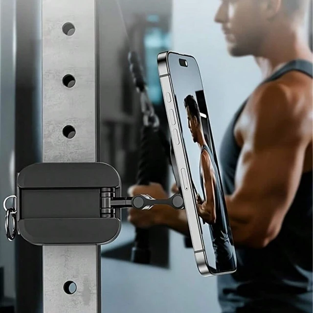 Alt view image 5 of 7 - Bks 3-In-1 Magnetic Phone Holder for Gym, 20X N52 Magnets, Adjustable Foldable Stand with Tray Clip, ABS Construction, Compatible with iPhone 17 Pro Max and Modern Phones