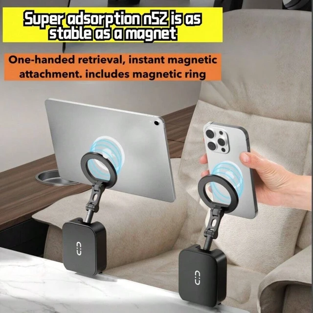 Alt view image 6 of 7 - Bks 3-In-1 Magnetic Phone Holder for Gym, 20X N52 Magnets, Adjustable Foldable Stand with Tray Clip, ABS Construction, Compatible with iPhone 17 Pro Max and Modern Phones