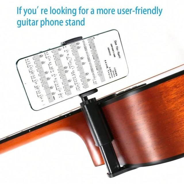 Alt view image 6 of 7 - Bks Acoustic Guitar Fretboard Phone Holder Stand, Black Selfie Tripod Mount for Smartphone