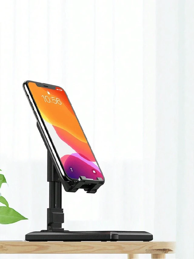Alt view image 2 of 6 - Bks Foldable Adjustable Desk Phone Stand Holder Compatible With iPhone Android Devices Desktop Mount Gift